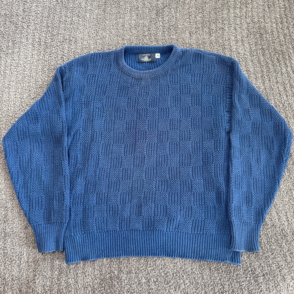 🔥 90s North Harbour Textured Knit Crewneck Sweater Men’s M – Made in USA Vintage